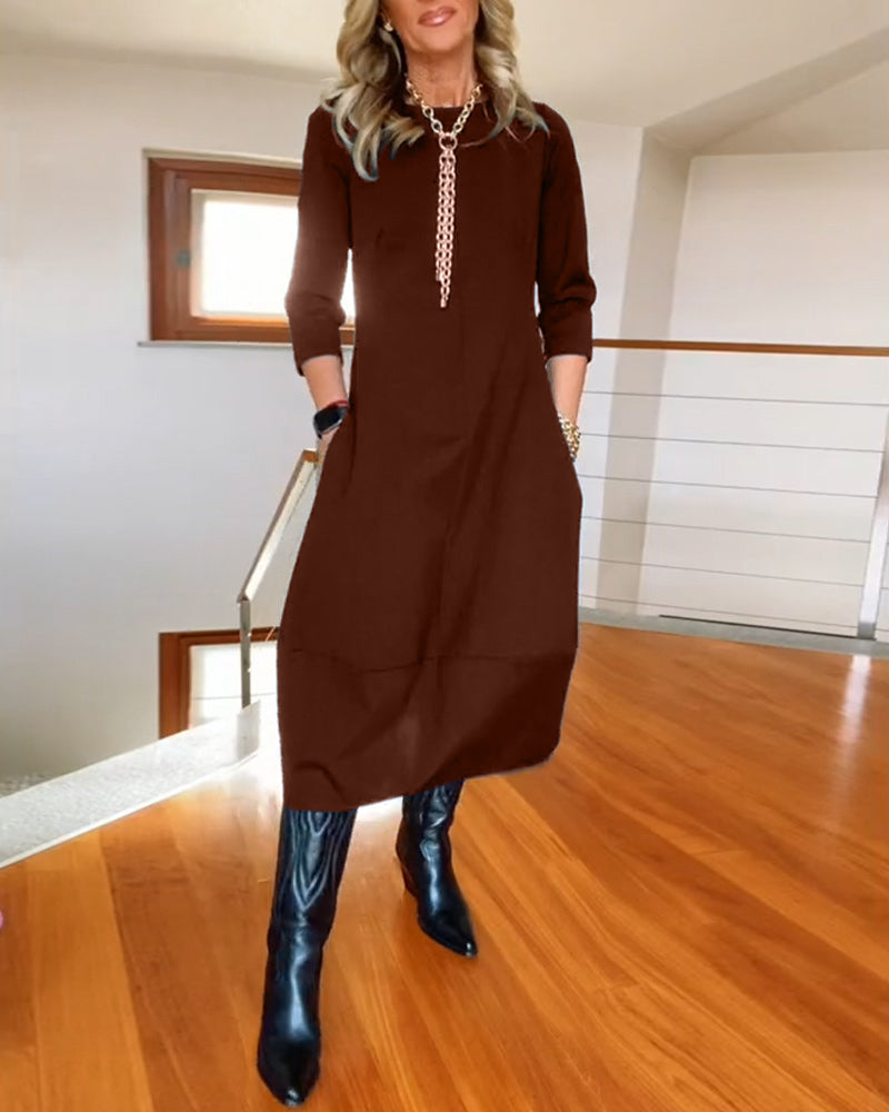 Felicity | Maxi Dress with Round Neck and Long Sleeves