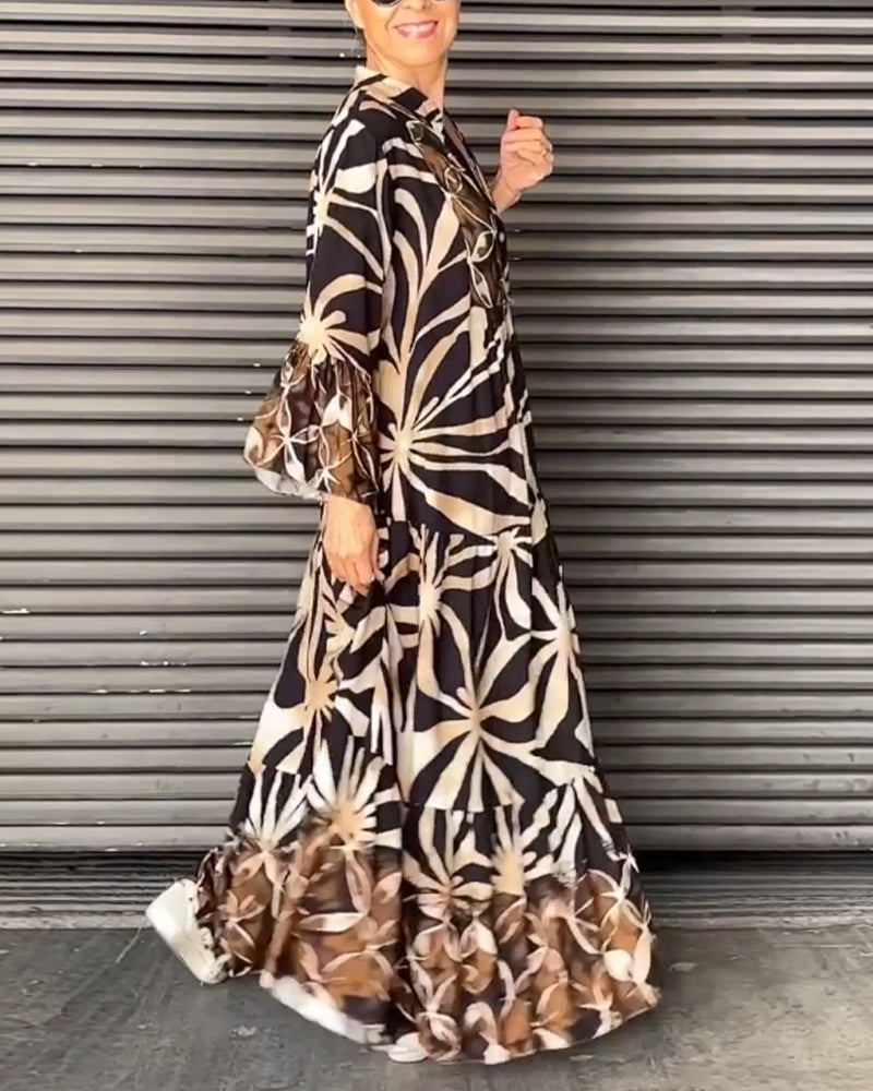 Savannah | Loose V-neck dress with print