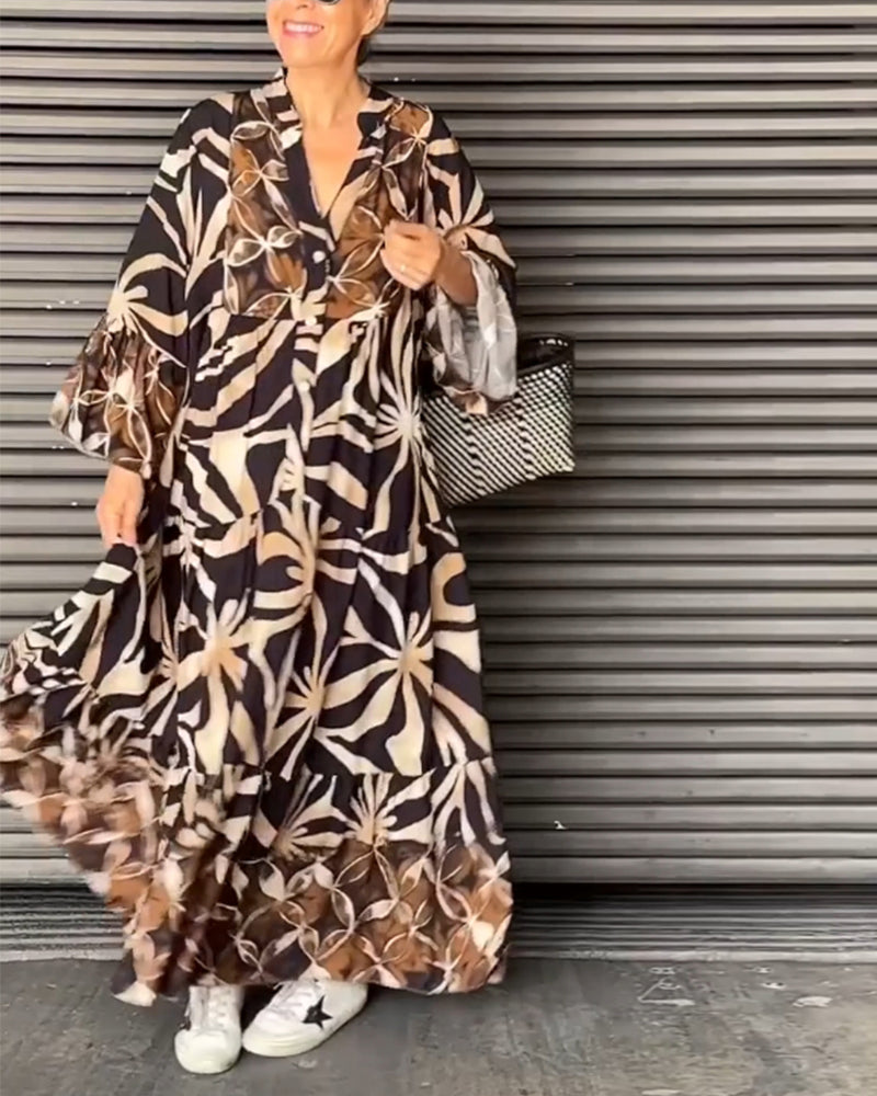 Savannah | Loose V-neck dress with print