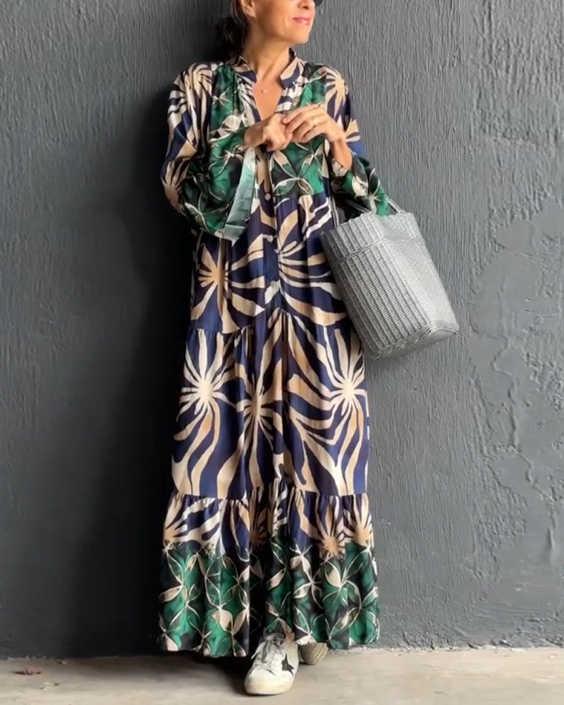 Savannah | Loose V-neck dress with print