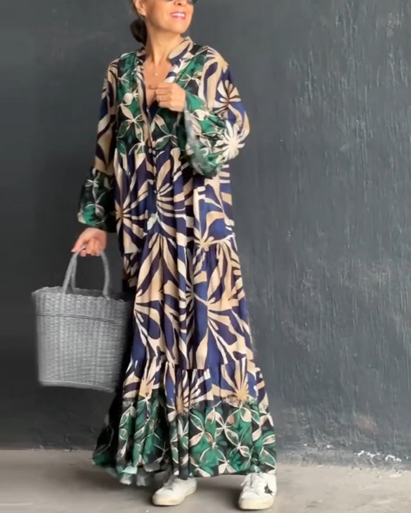 Savannah | Loose V-neck dress with print