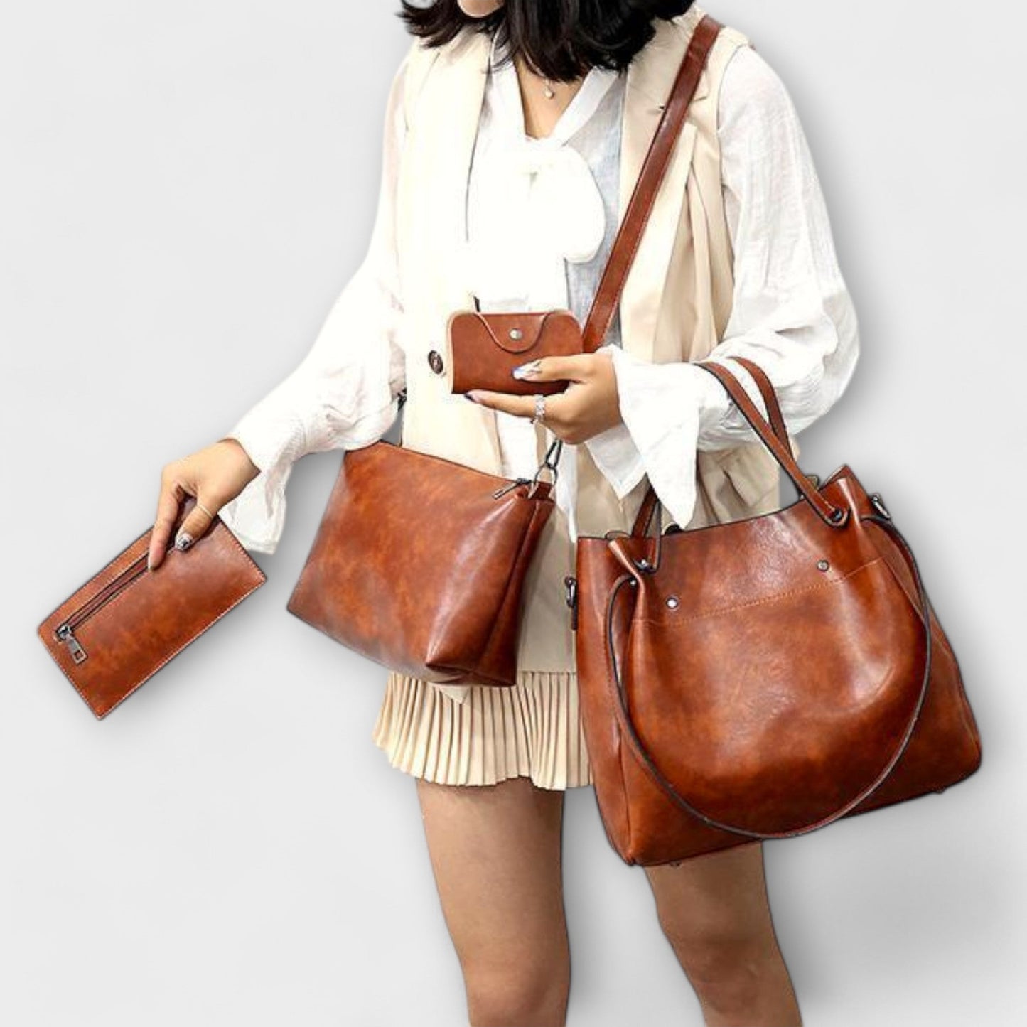 Leah - 4-Piece Vintage Bag Set