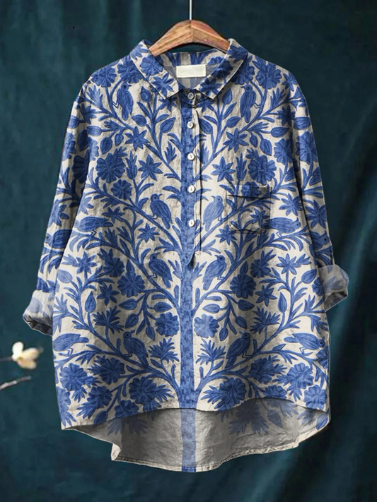 Women's Indian Art Floral Vintage Print Casual  Shirt