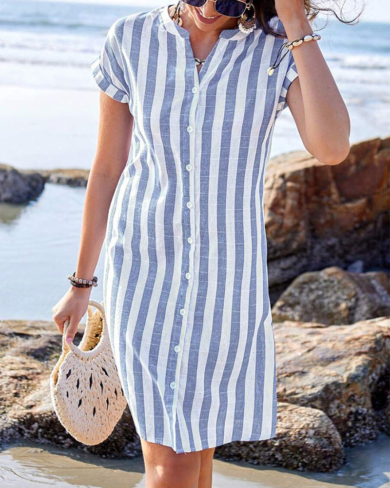 Peyton | Lightweight Striped Shirt Dress
