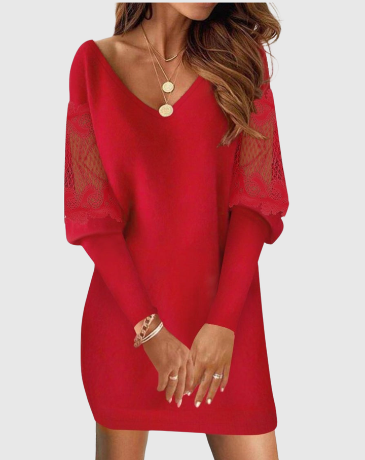 Malina – Lace Sleeve Midi Dress