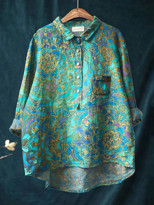 Women's Retro  Art Print Casual  Shirt