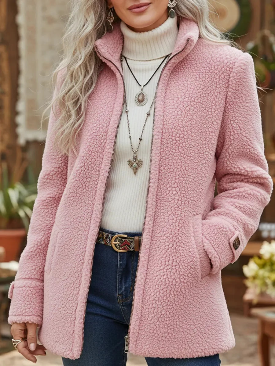 Sylvia | Full-Zip Lambswool-Feel Stand Collar Jacket