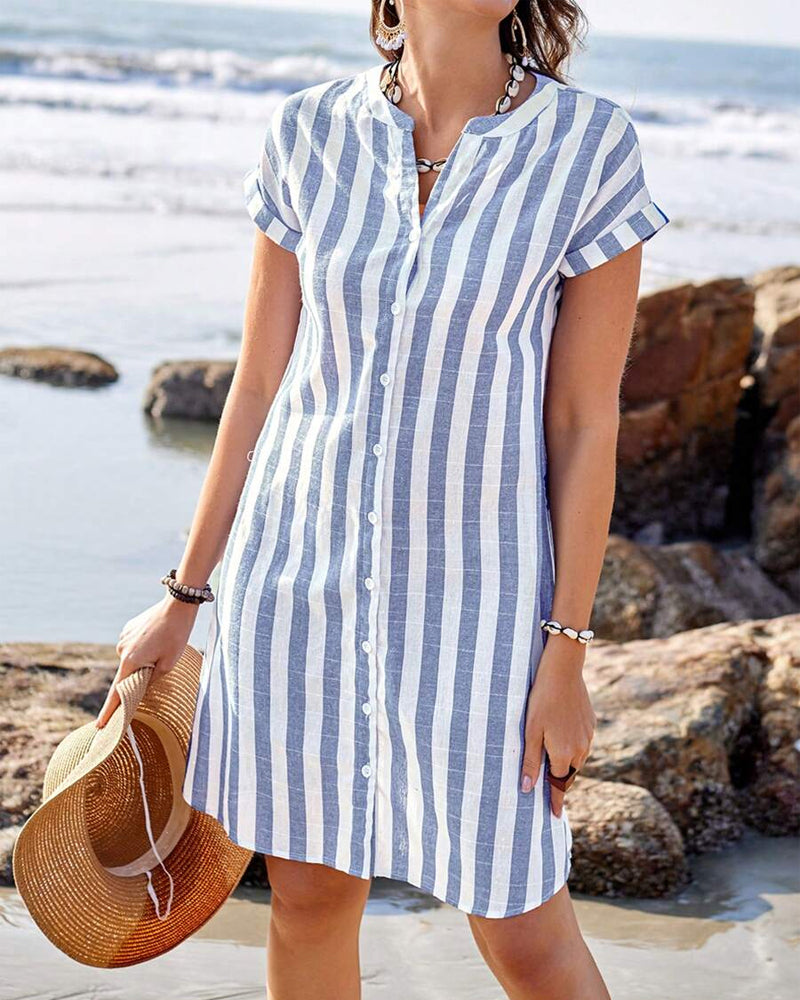 Peyton | Lightweight Striped Shirt Dress