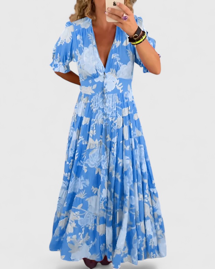 Callie | Elegant Floral V-neck Dress