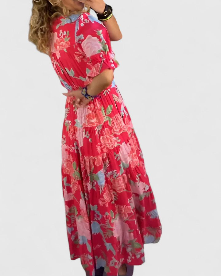 Callie | Elegant Floral V-neck Dress