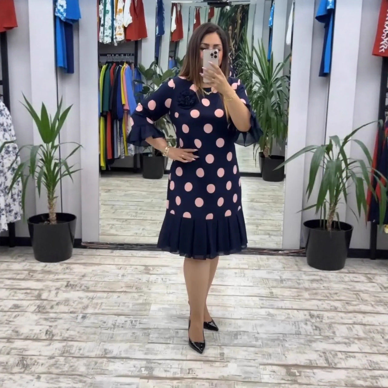 Hailey | Pleated Polka Dot Dress