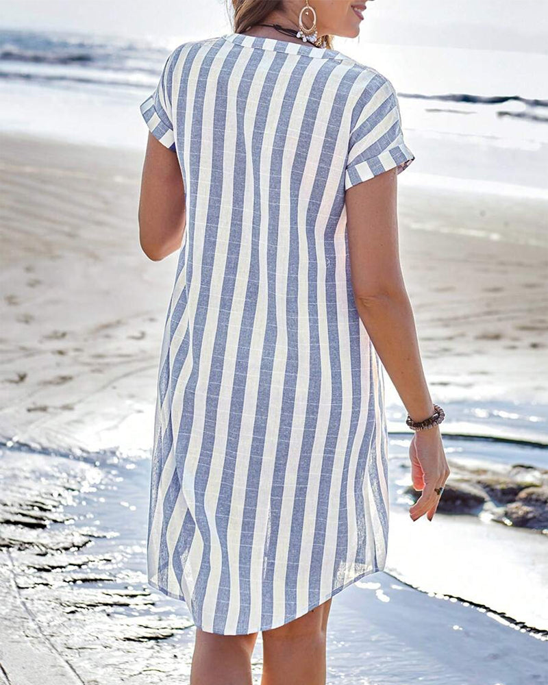 Peyton | Lightweight Striped Shirt Dress