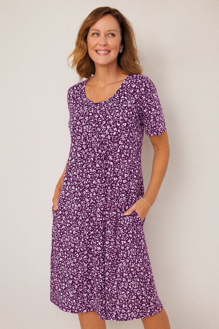 Morgan | Effortless Floral Midi Dress - Covers upper arms & tummy