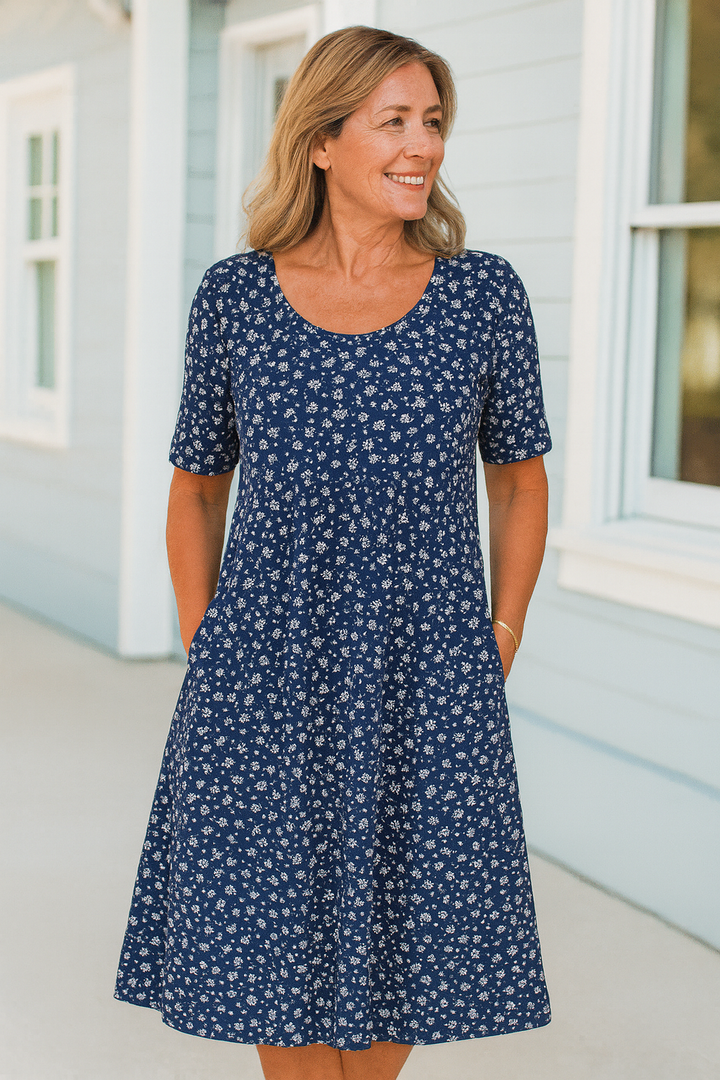 Morgan | Effortless Floral Midi Dress - Covers upper arms & tummy