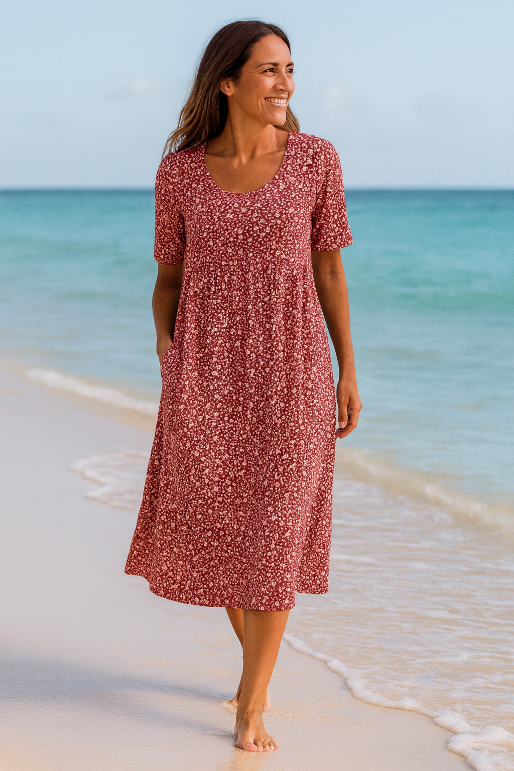 Morgan | Effortless Floral Midi Dress - Covers upper arms & tummy