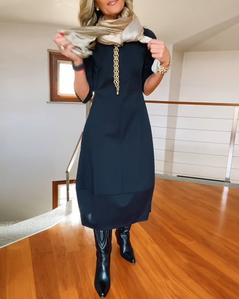 Felicity |  Maxi Dress with Round Neck and Long Sleeves