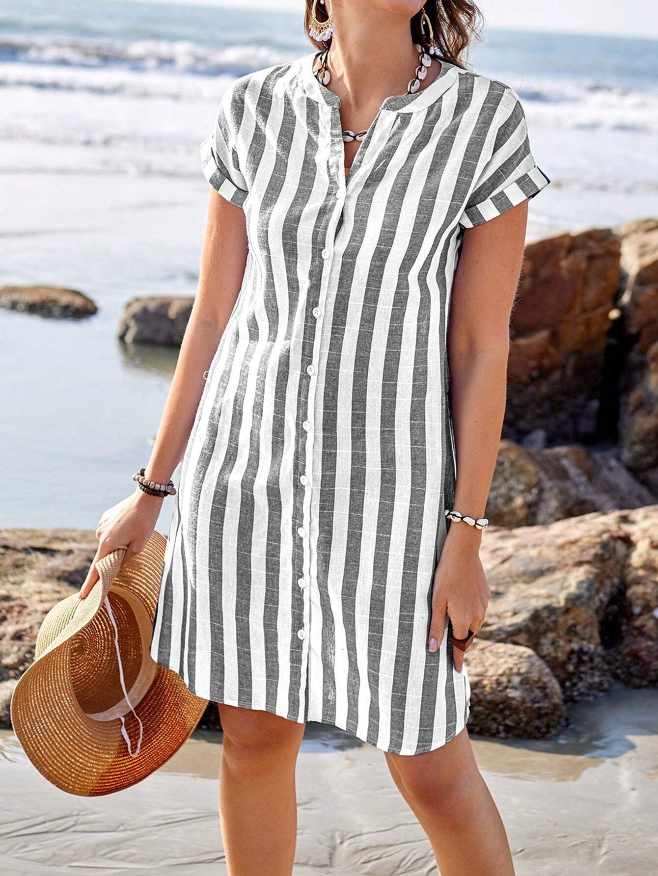 Peyton | Lightweight Striped Shirt Dress