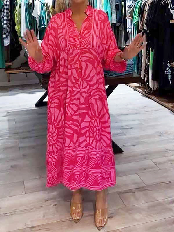 Taylor | Dress with Loose V-Neck and Print