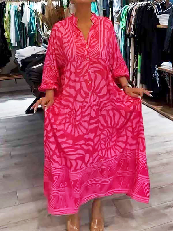 Taylor | Dress with Loose V-Neck and Print