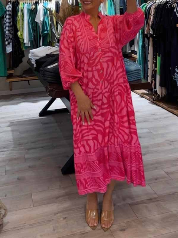 Taylor | Dress with Loose V-Neck and Print