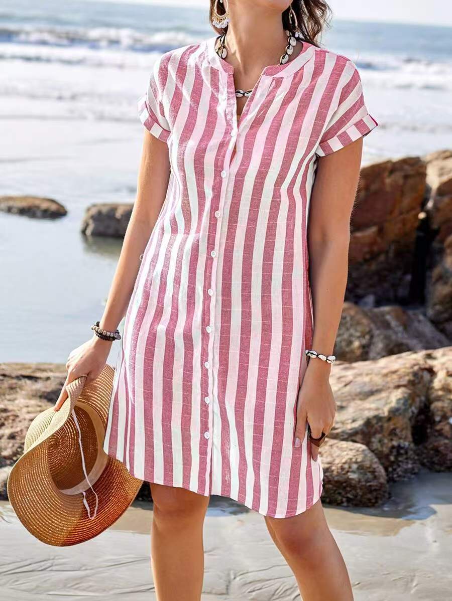 Peyton | Lightweight Striped Shirt Dress