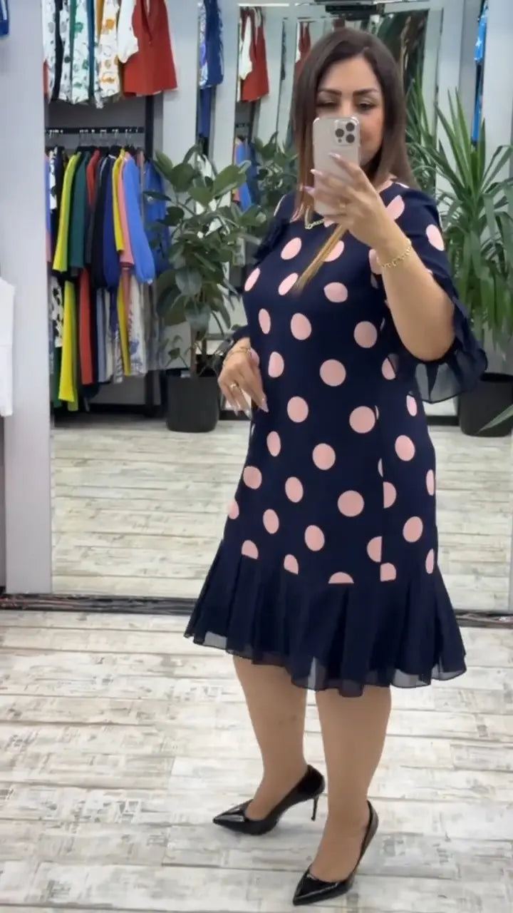 Hailey | Pleated Polka Dot Dress