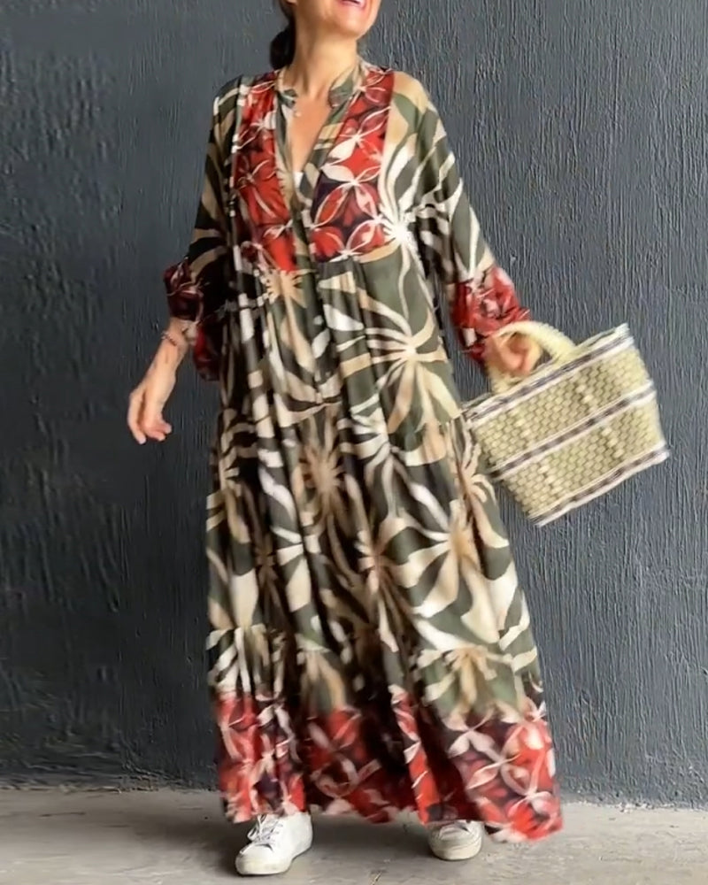Savannah | Loose V-neck dress with print