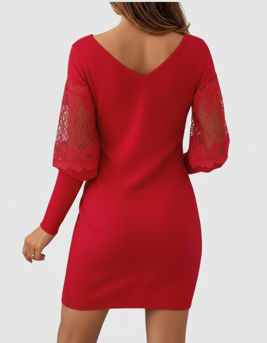 Malina – Lace Sleeve Midi Dress