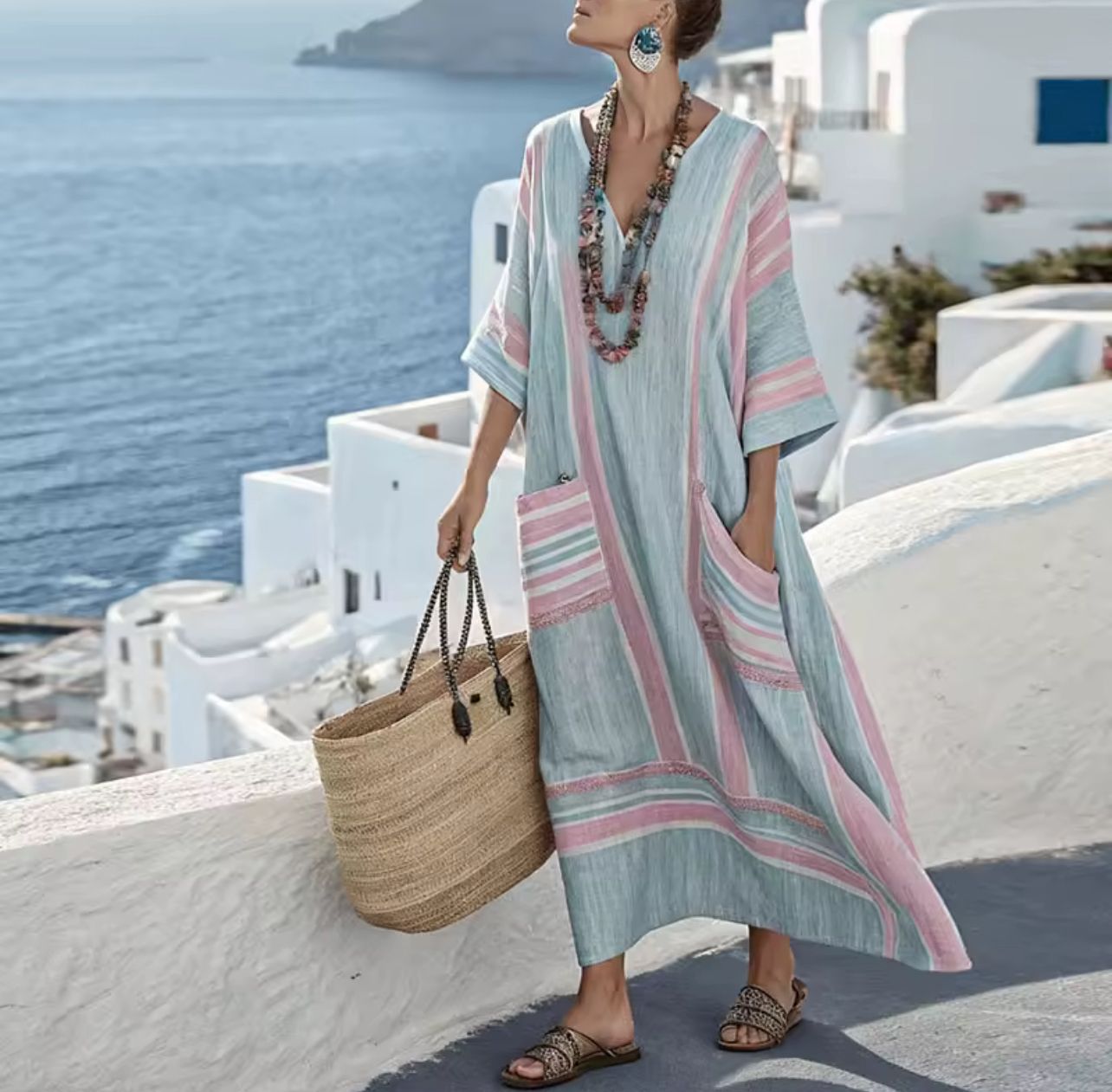 Mary – Striped Resort Tunic Dress