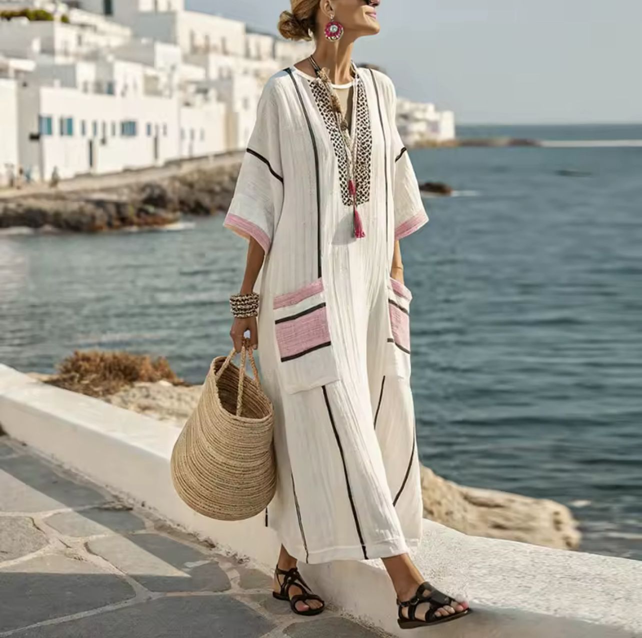 Mary – Striped Resort Tunic Dress
