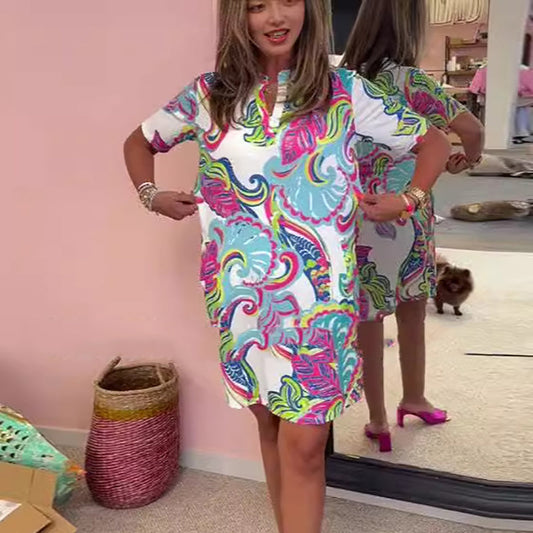 Estelle | Printed V-Neck Dress