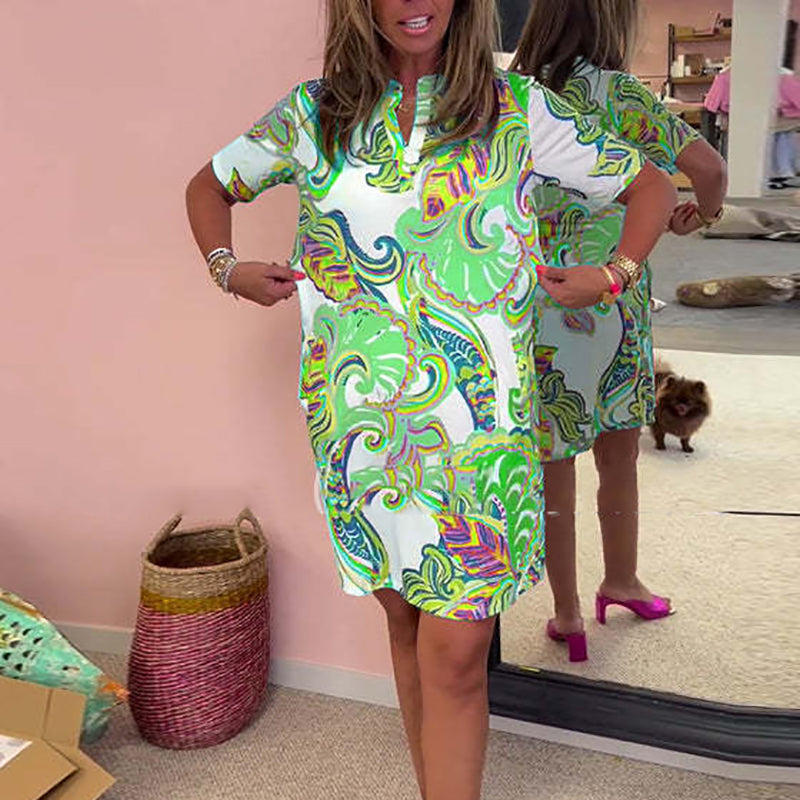 Estelle | Printed V-Neck Dress