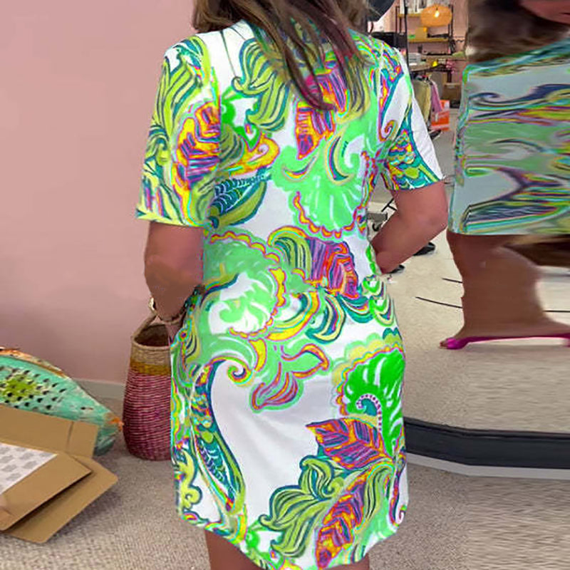Estelle | Printed V-Neck Dress