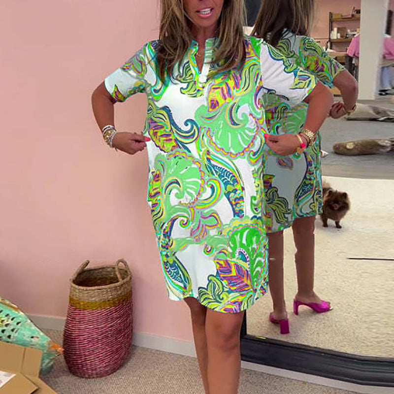 Estelle | Printed V-Neck Dress